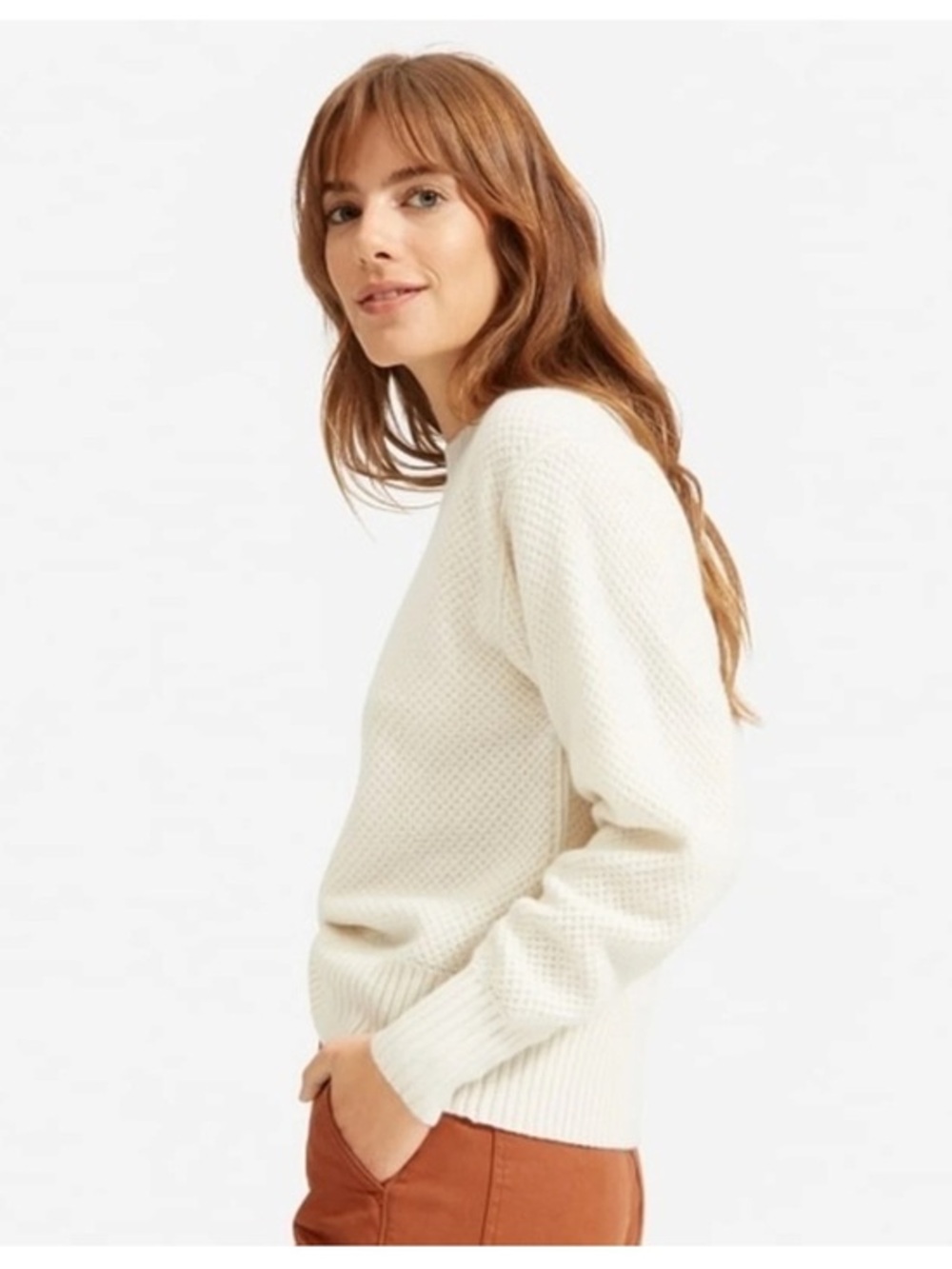Everlane The ReCashmere Stroopwafel Crew Sweater - Bone | Size M